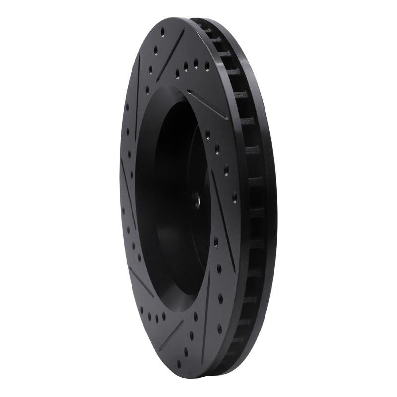 Jeep Wrangler Brake Rotor (1) - Front Right - R1 Concepts - Drilled & Slotted - Black - `07-`18